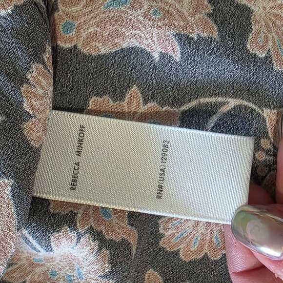 Rebecca Minkoff Womens Floral Boho Peasant Top Large Ruffle Hippie Festival Puff - Picture 6 of 8